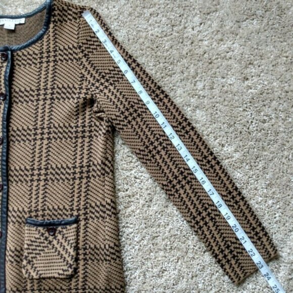 Pendleton brown merino wool leather trim buttoned cardigan - Picture 10 of 10